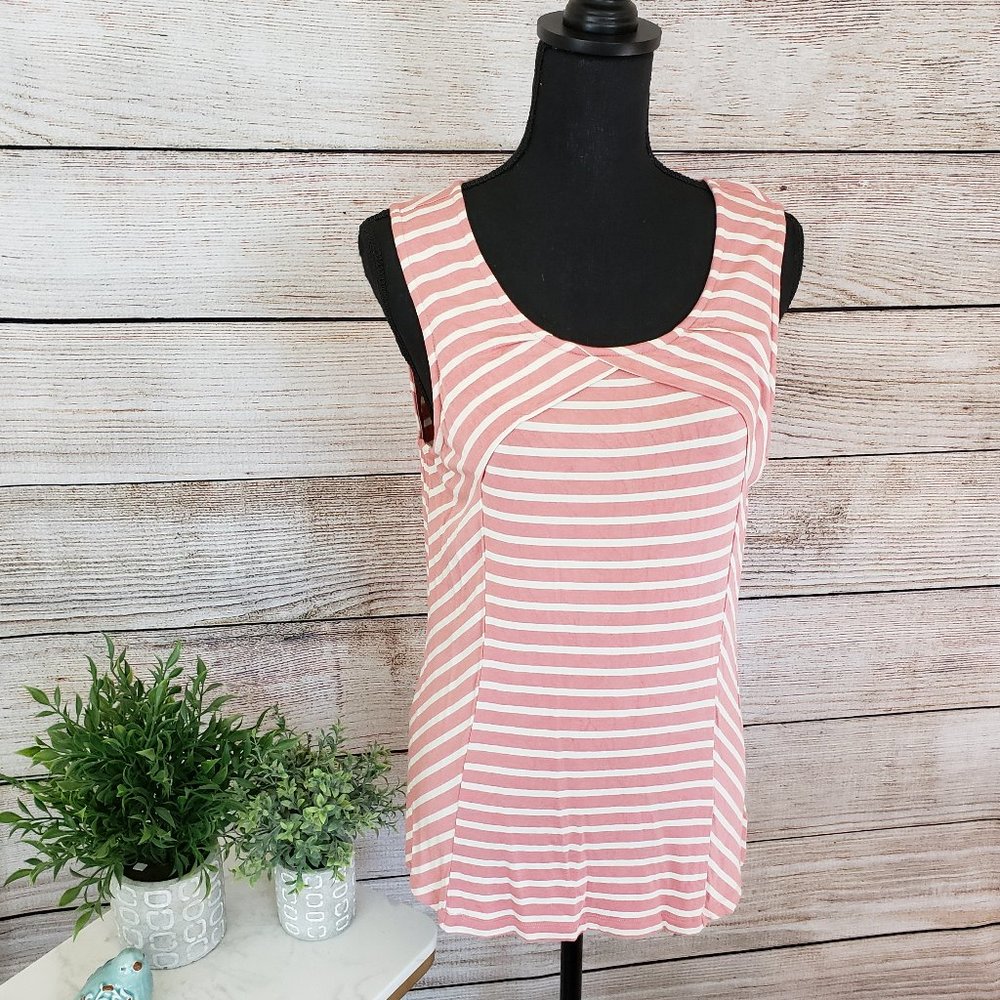 WILLI SMITH CORAL AND CREAM STRIPED TOP - LARGE